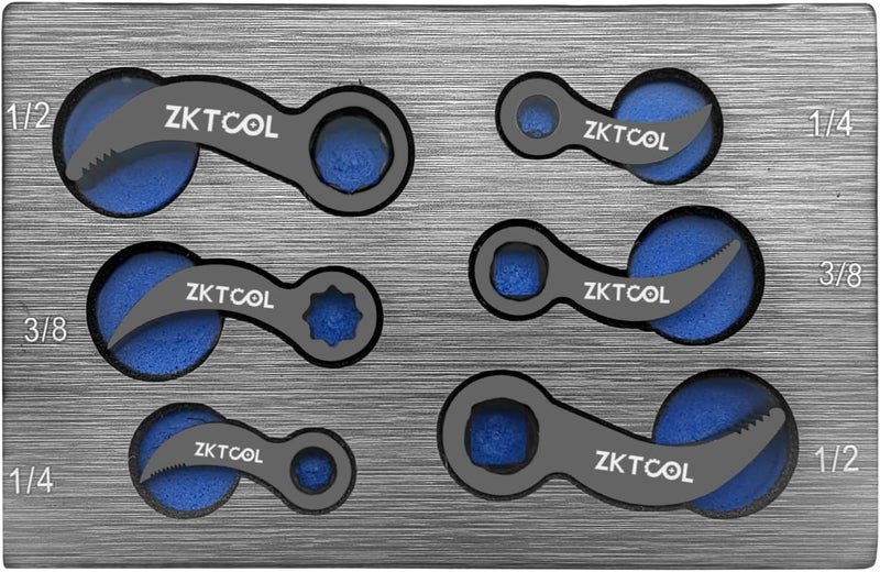 ZKTOOL 6PC Pry Bar Wrench Adaptor Head Kit,Crowbar Adapter Head Tools, The Square Outline Does Not Slip Easily, Includes 1/2" 3/8" 1/4" D 4pt/8pt (Square) Profile - Image 1